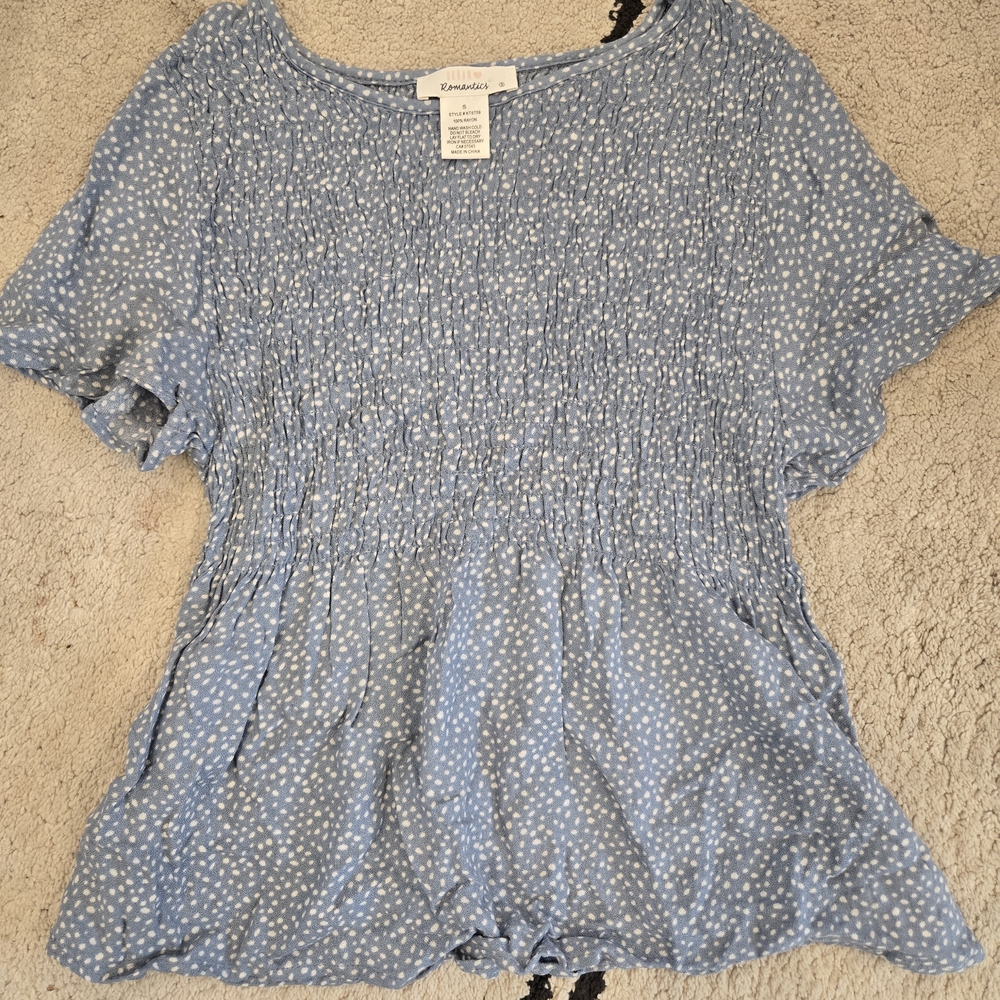 URBAN Romantics Light Blue Dotted Blouse